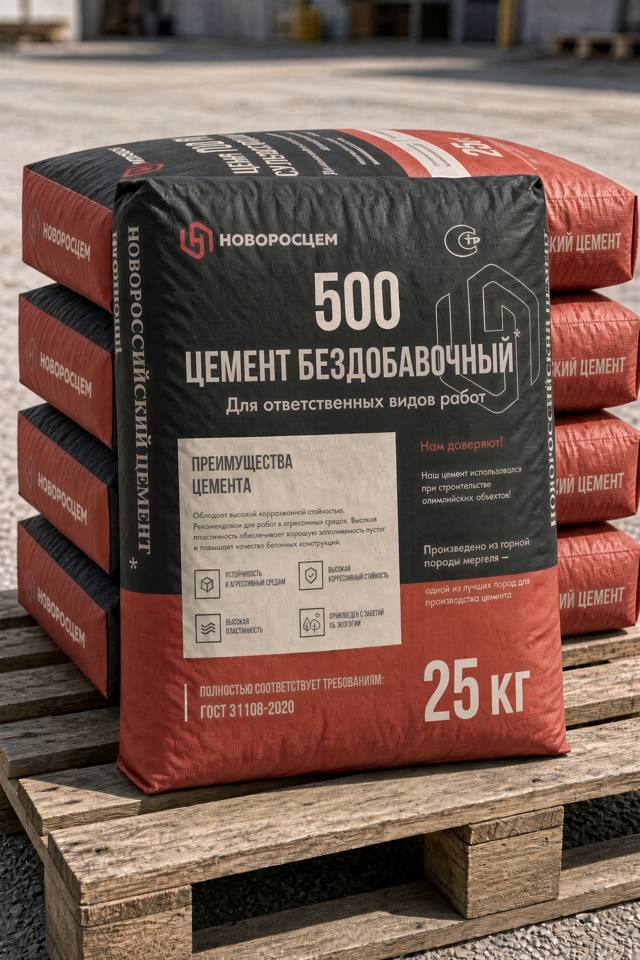 Портландцемент ЦЕМ I 42,5Н бездобавочный, 25 кг