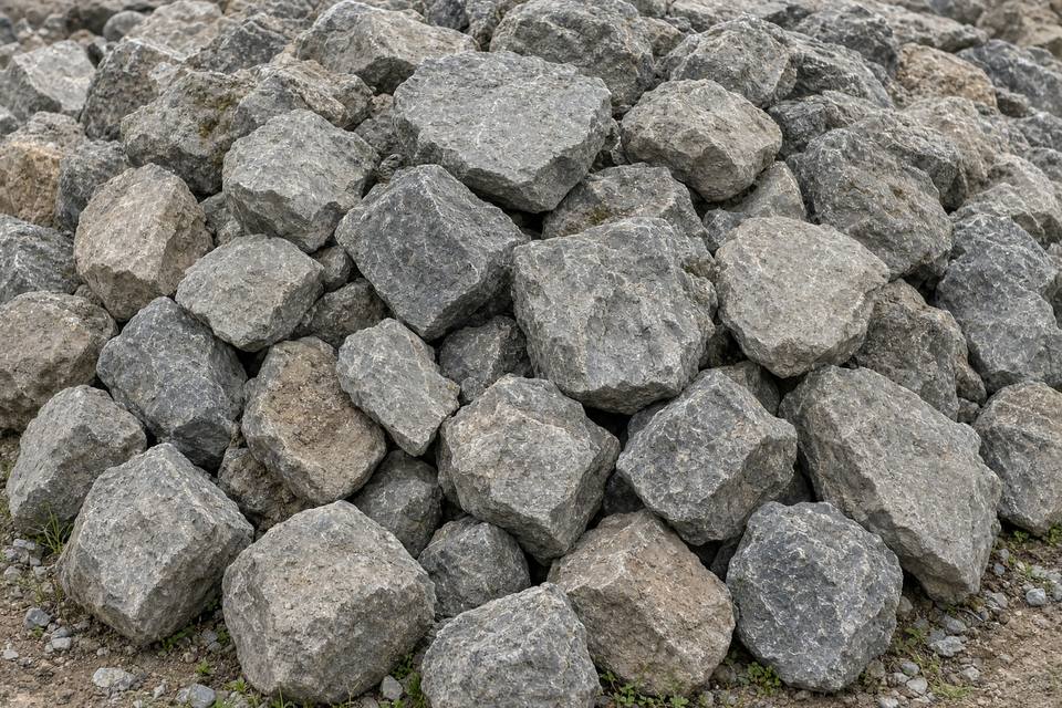 Камень бутовый необработанный с размерами кусков 100-250 мм